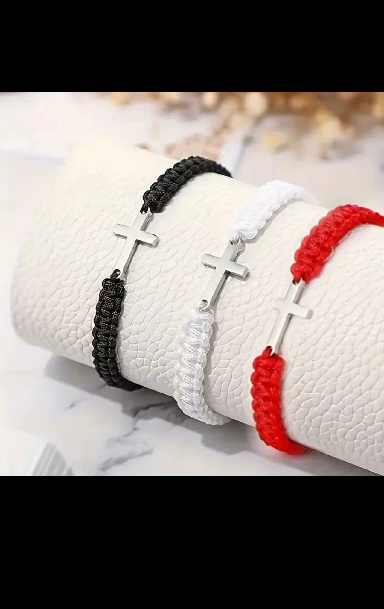 Christian Red String Cross Bracelet – Stainless Steel Woven Rope Faith Bracelet, Religious Gift for Men & Women.