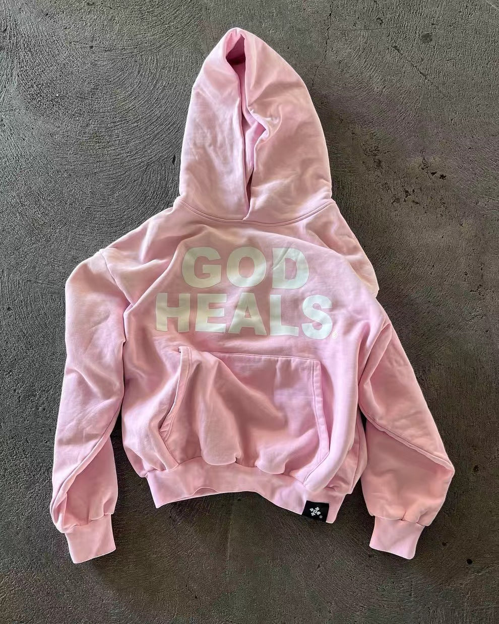GOD HEALS Printed Letter Loose Hooded Sweatshirt